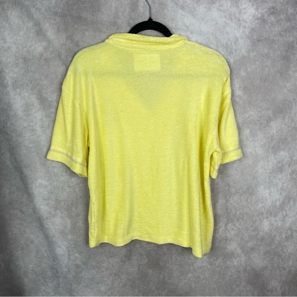 Pitusa Terry Cloth Button-Down Short Sleeve Top In Yellow Women's Sz Standard OS - Picture 5 of 6